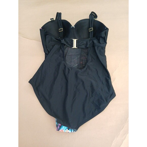 Swimsuits For All Womens 16 One Piece Swimsuit Black Floral Padded Wide Strap - Picture 5 of 5
